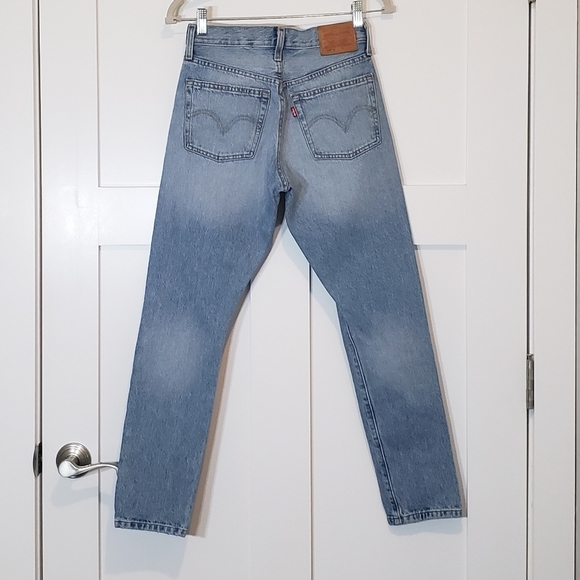 Levi's 501 Big E Premium  Vintage Button Fly  Distressed  Blue Jeans  Sz 25 X 28 - Picture 2 of 16